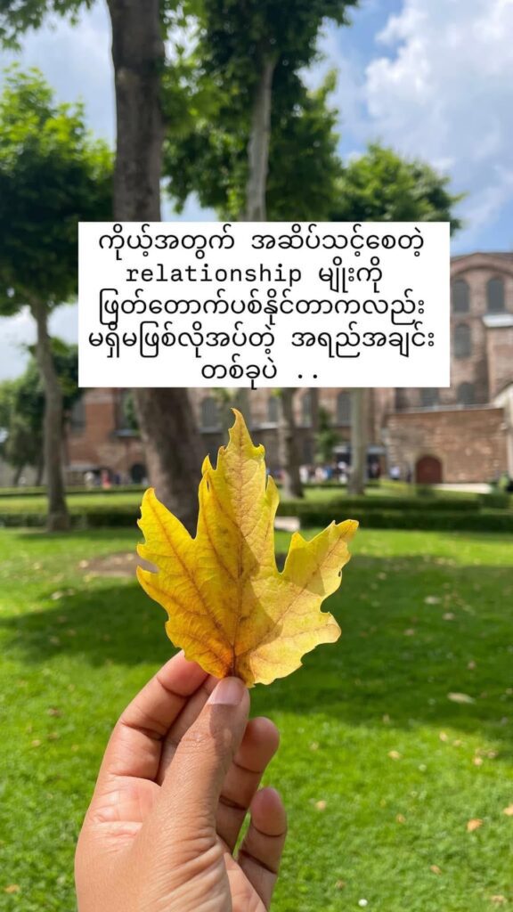 ကိုယ့်အတွက် အဆိပ်သင့်စေတဲ့ relationship မျိုးကို ဖြတ်တောက်ပစ်နိုင်တာကလည်း မရှိမဖြစ်လိုအပ်တဲ့ အရည်အချင်းတစ်ခုပဲ ..
